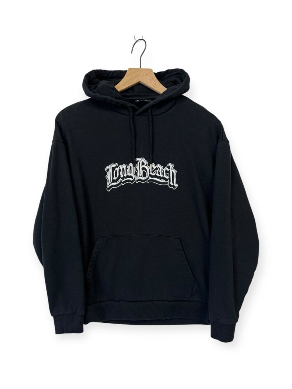 ASOS Design Men's Long Beach Oversize Graphic Hoodie Size S Small Black - Picture 2 of 6